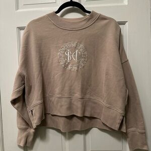 Abercrombie & Fitch Tan/Beige Cropped Crewneck Sweatshirt